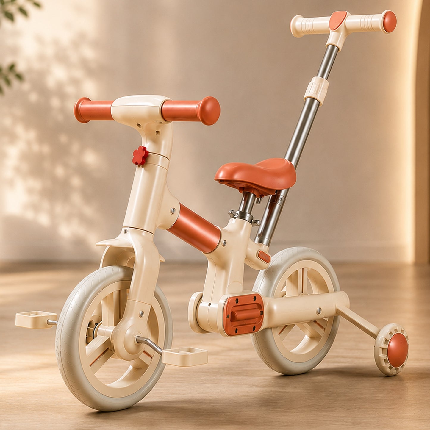 AMBERZ FlexoBike 4-in-1 Kids Cycle | Tricycle, Balance Bike & Bicycle | Parental Push Handle | Foldable Aluminium Frame for 2-4 Years.