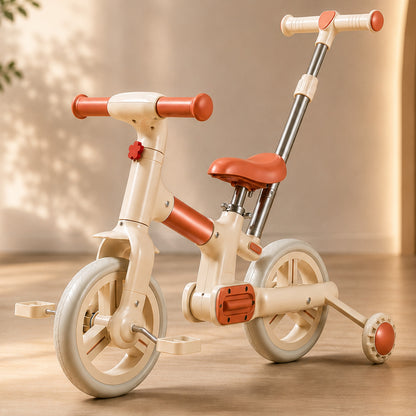 AMBERZ FlexoBike 4-in-1 Kids Cycle | Tricycle, Balance Bike & Bicycle | Parental Push Handle | Foldable Aluminium Frame for 2-4 Years.