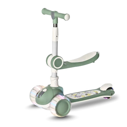 AMBERZ KS-267 3-in-1 Convertible & Foldable Kids Kick Scooter for 2-12 Years Old Kids with 5 Level Height Adjustable Handle | LED PU Flashing Wheels | Light & Music Deck with Brake (Weight Capacity 75 kg)