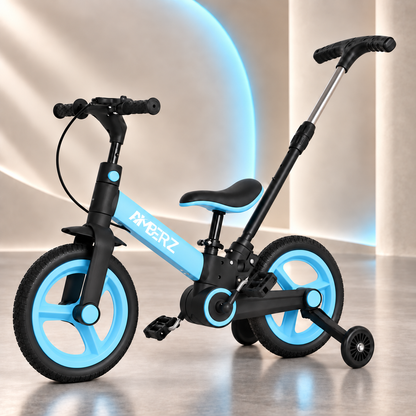 AMBERZ Junior Pro 4 in 1 Convertible Kids Bike with Parent Push Handle (2–5 Years)
