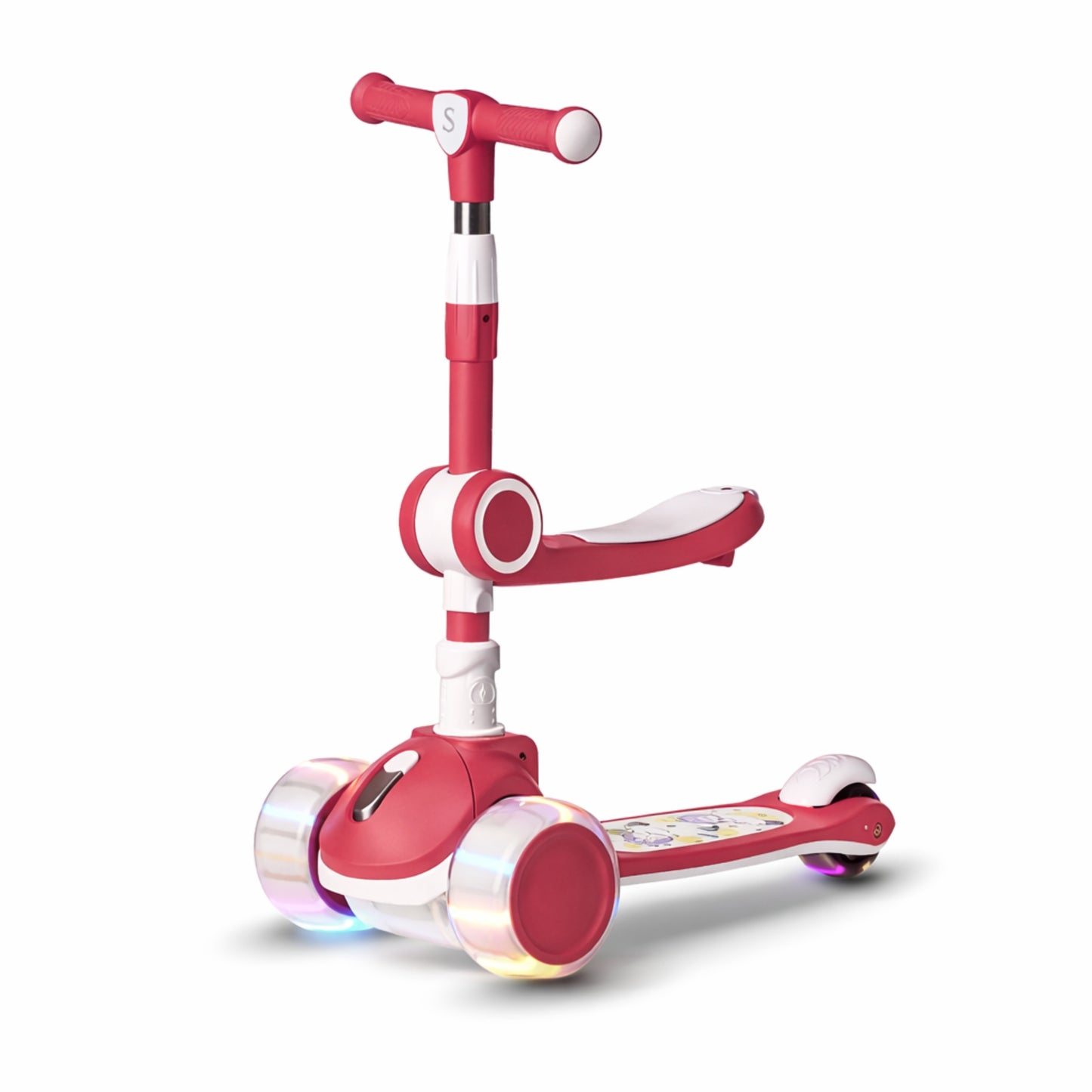 AMBERZ KS-267 3-in-1 Convertible & Foldable Kids Kick Scooter for 2-12 Years Old Kids with 5 Level Height Adjustable Handle | LED PU Flashing Wheels | Light & Music Deck with Brake (Weight Capacity 75 kg)