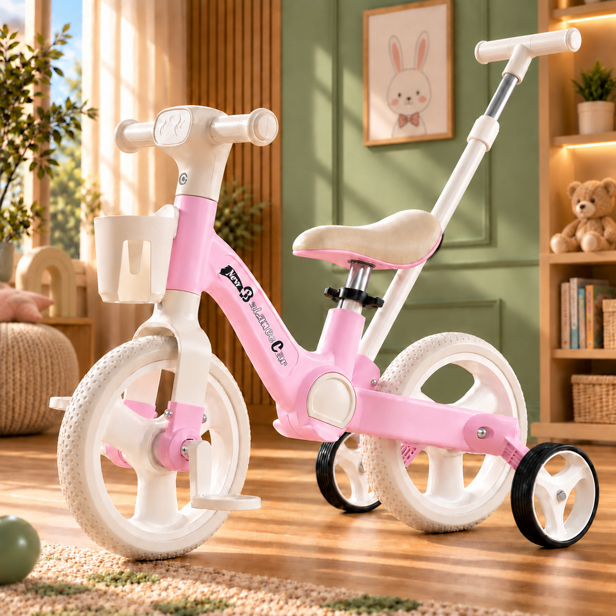 AMBERZ BumbleBike 4 in 1 Convertible Tricycle for 1.5 to 5 Years Kids with Parent Push Handle.