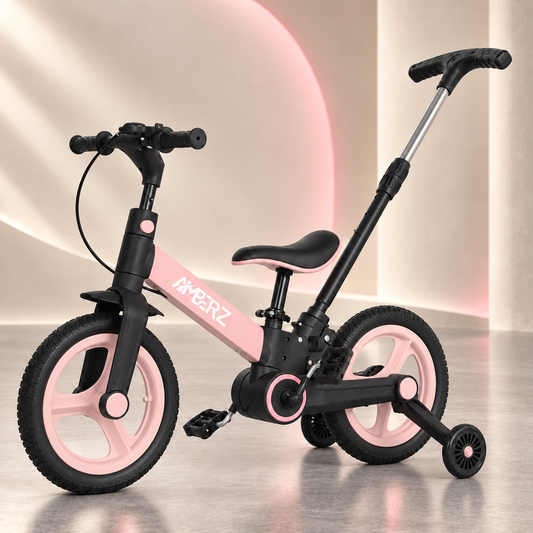 AMBERZ Junior Pro 4 in 1 Convertible Kids Bike with Parent Push Handle (2–5 Years)