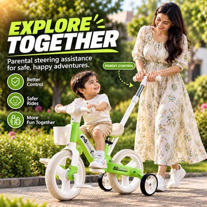 AMBERZ BumbleBike 4 in 1 Convertible Tricycle for 1.5 to 5 Years Kids with Parent Push Handle.