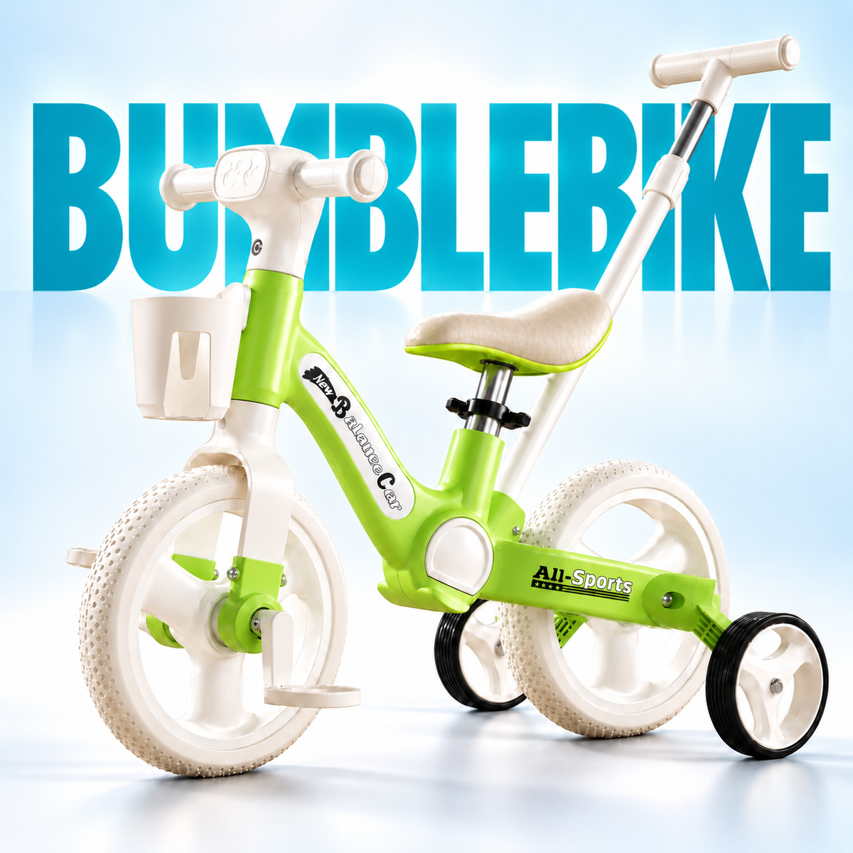 AMBERZ BumbleBike 4 in 1 Convertible Tricycle for 1.5 to 5 Years Kids with Parent Push Handle.