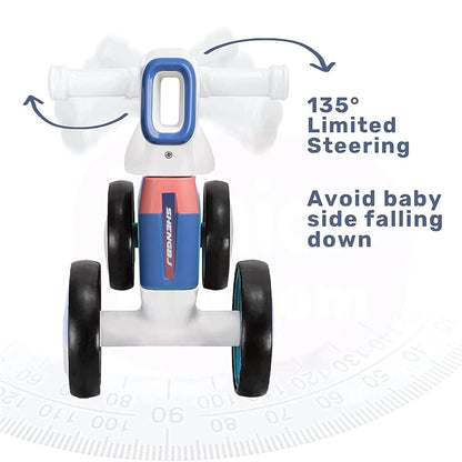 AMBERZ NeoGlow Premium LED Baby Balance Bike for 1-3 Years | Musical Toddler Ride-On Bike with LED Light | 4-Wheel Anti-Tip Design | Silent Wheels | Indoor & Outdoor Ride-On Toy for Boys & Girls