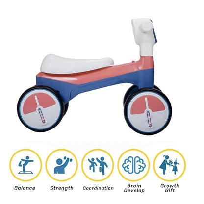 AMBERZ NeoGlow Premium LED Baby Balance Bike for 1-3 Years | Musical Toddler Ride-On Bike with LED Light | 4-Wheel Anti-Tip Design | Silent Wheels | Indoor & Outdoor Ride-On Toy for Boys & Girls