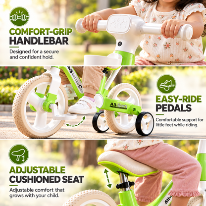 AMBERZ BumbleBike 4 in 1 Convertible Tricycle for 1.5 to 5 Years Kids with Parent Push Handle.
