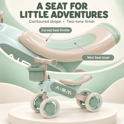 AMBERZ Balance Bike for 1-3 Years Kids | 4-Smooth Wheels Push Ride on for Toddlers | Lightweight, Durable, Safe & Stable Ride with Handlebar Basket | First Birthday Gift for Boys & Girls