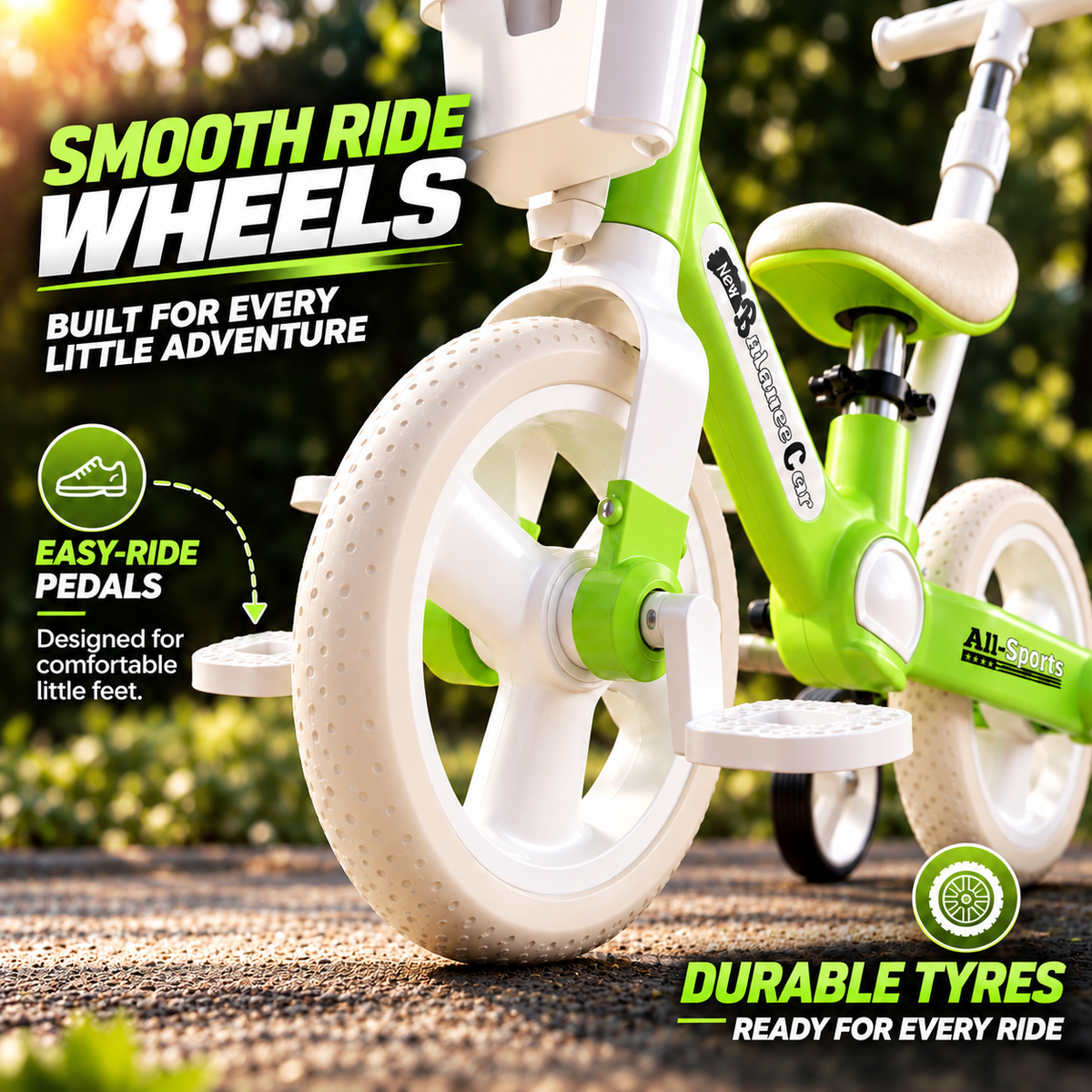AMBERZ BumbleBike 4 in 1 Convertible Tricycle for 1.5 to 5 Years Kids with Parent Push Handle.