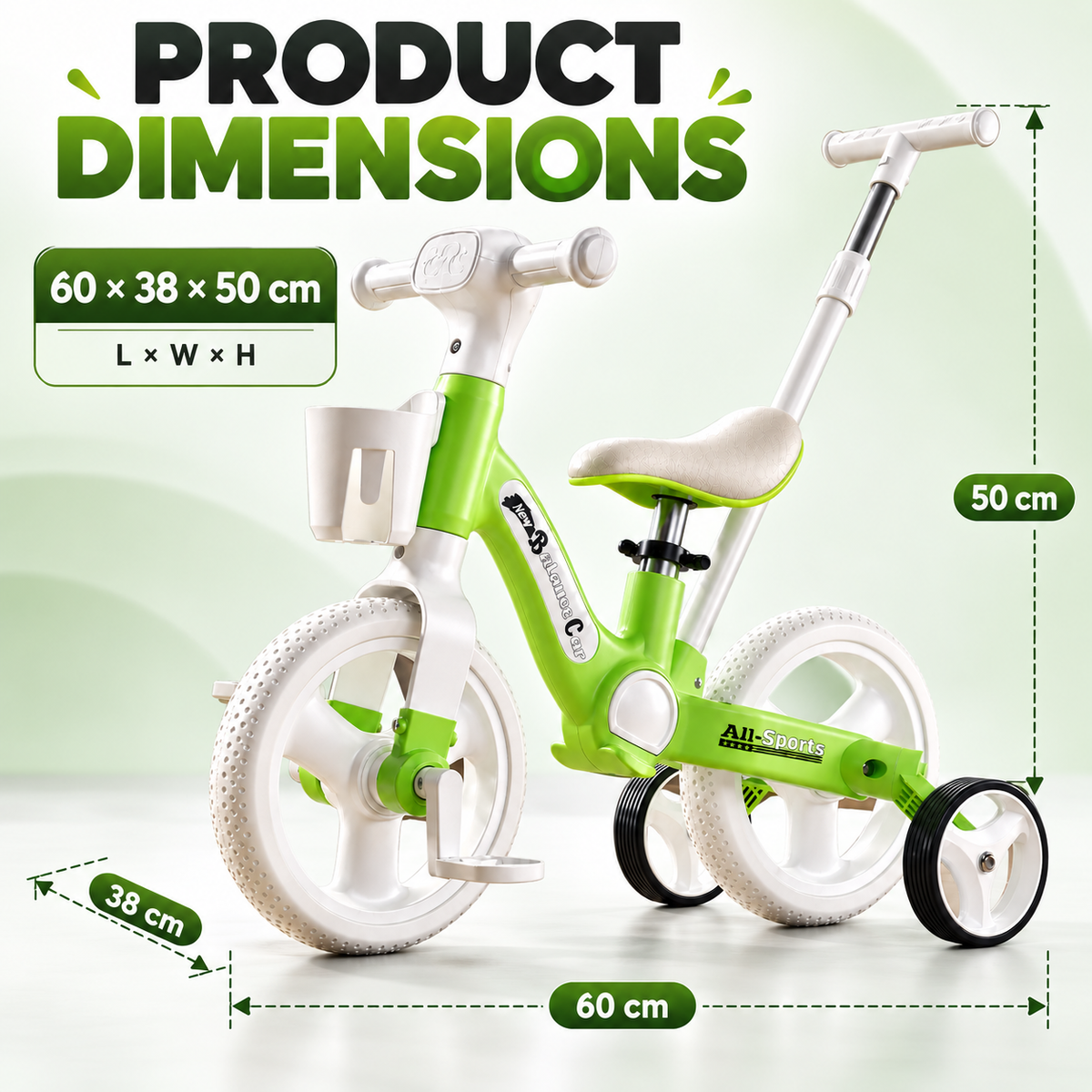 AMBERZ BumbleBike 4 in 1 Convertible Tricycle for 1.5 to 5 Years Kids with Parent Push Handle.