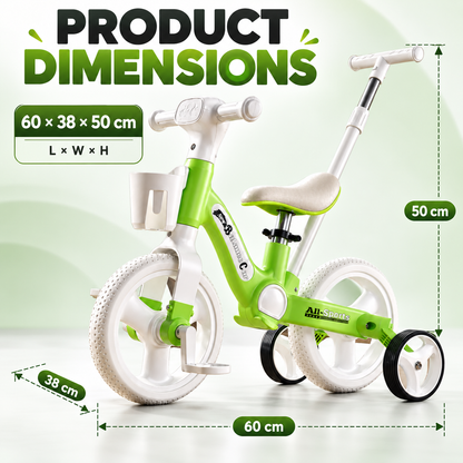 AMBERZ BumbleBike 4 in 1 Convertible Tricycle for 1.5 to 5 Years Kids with Parent Push Handle.