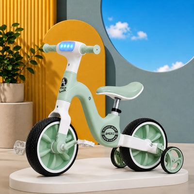AMBERZ StarDust 3-in-1 Convertible Kids Smart Tricycle/Bicycle/Balance Bike for Toddlers 2 to 5 Years Old Boys and Girls with Light, Music and Foldable Training Wheels (KT-241)