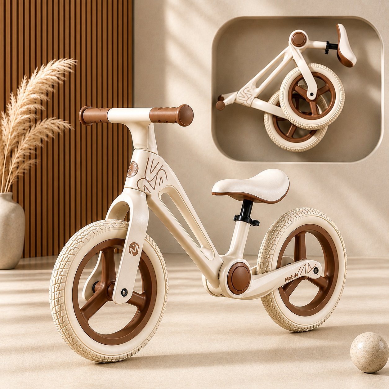 AMBERZ Foldster Balance Bike for Kids 2 to 5 Years Old | Foldable Toddler Cycle Without Pedals | Adjustable Seat | PU Wheels | Ideal for Boys & Girls.