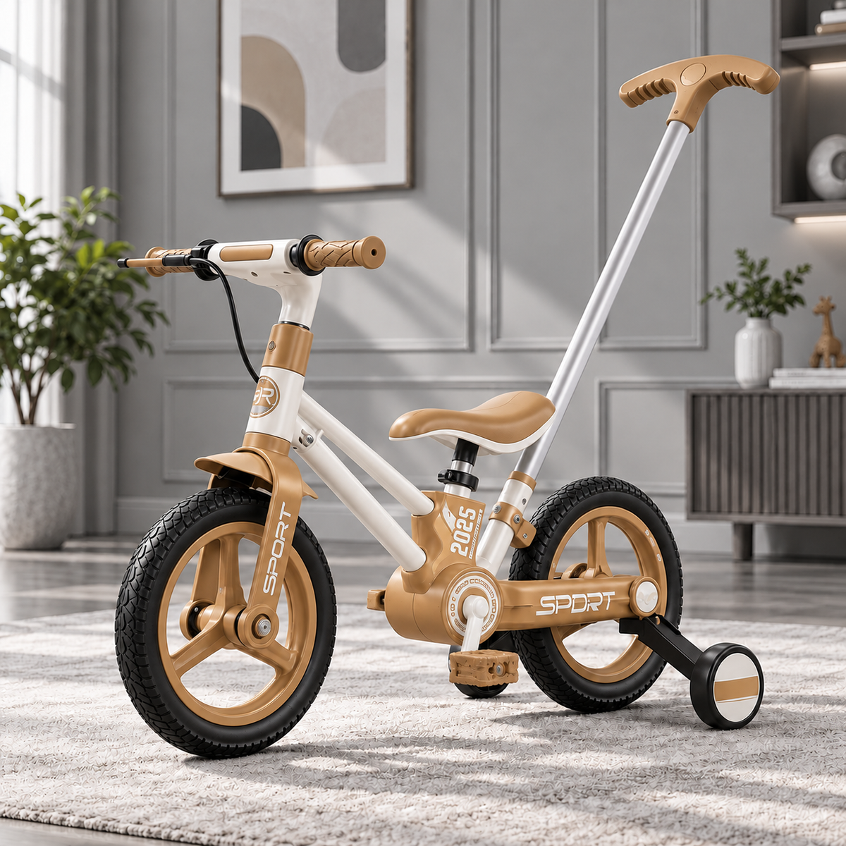 AMBERZ CometBike 4-in-1 Kids Tricycle with Parent Push Handle, Convertible Balance Bike & Pedal Cycle with Training Wheels, Detachable Pedals, Hand Brake, for Boys & Girls 2-5 Years